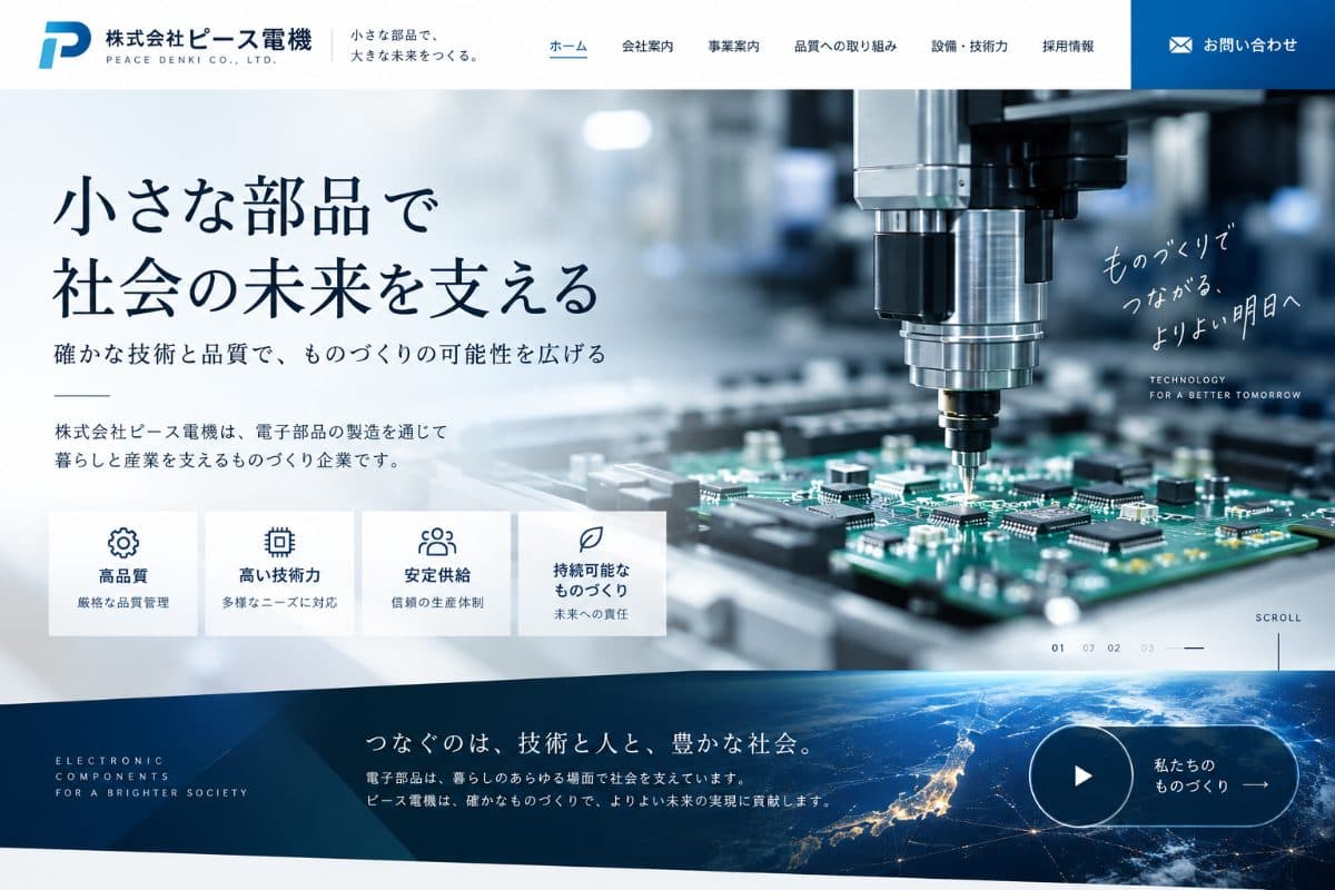 株式会社P電機様 Webサイト